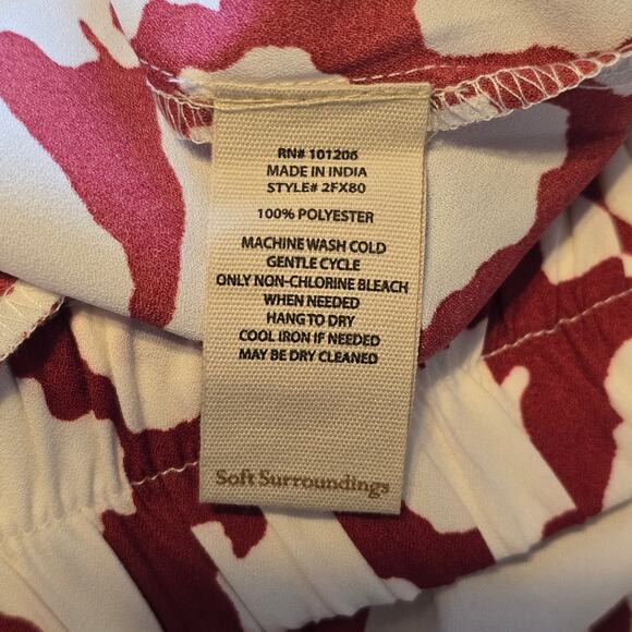 Soft Surroundings Wide Leg Pullon Pants Womens Size Medium Red White Print - Picture 4 of 9